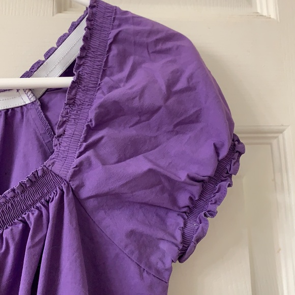 🌷3 for$25🌷Smart Set, US S, Purple Pleated Shirred Cap Sleeve Sweetheart Top - Picture 6 of 9
